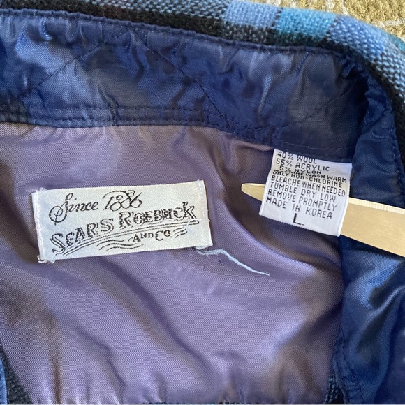 Vintage Sears Roebuck and Co. Plaid Flannel Acrylic Wool Button Up Shirt Sz L - Picture 4 of 7